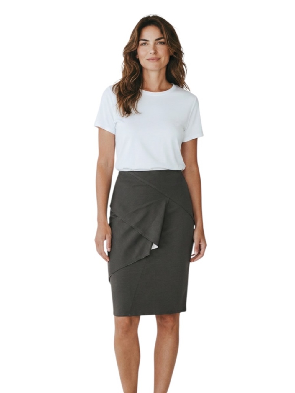 Philippe Dubuc Size Medium Black Pencil Skirt with Pleat Details